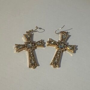 Elegant Gold Cross Earrings